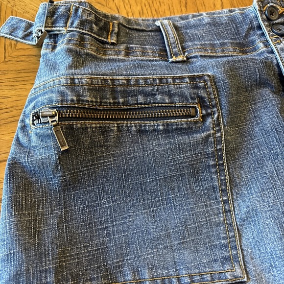 LA Blues Womens Sz 12 Denim Jean Mini Skirt Y2K 90's‎ Buckles Zippers Stretch - Picture 3 of 9